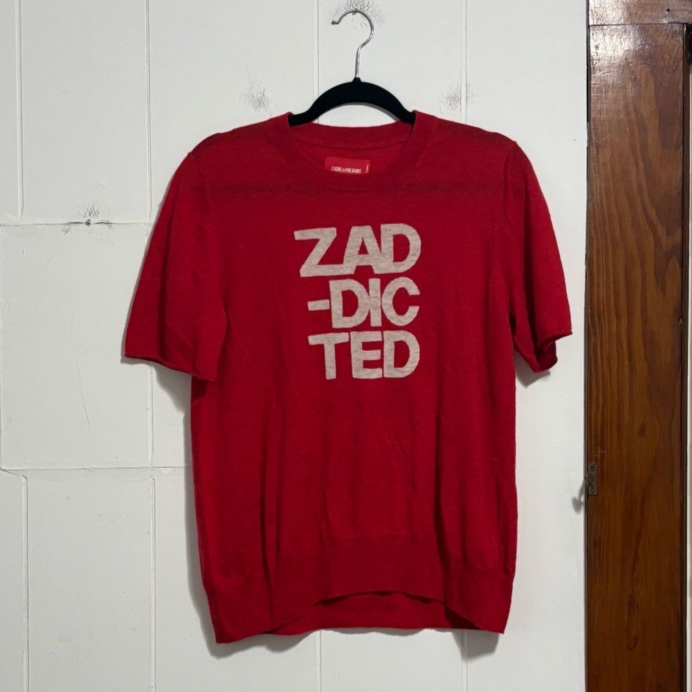 ZADIG & VOLTAIRE Ida CP Cashmere Zaddicted Tee FLAWED Medium - Picture 2 of 8
